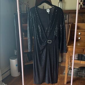Anne Klein Black Long Sleeve Dress with Sequins